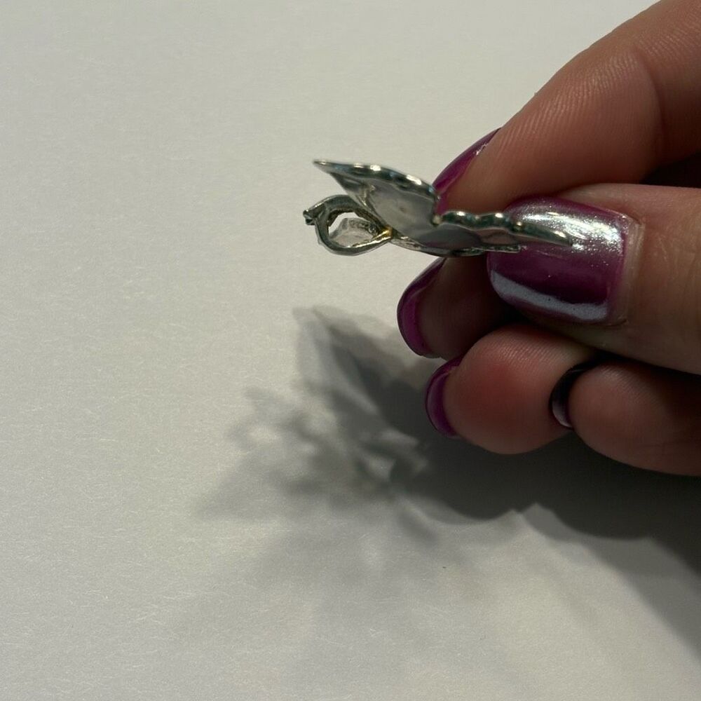 Butterfly Necklace Pendant Silver Orange Green Blue - Picture 5 of 6